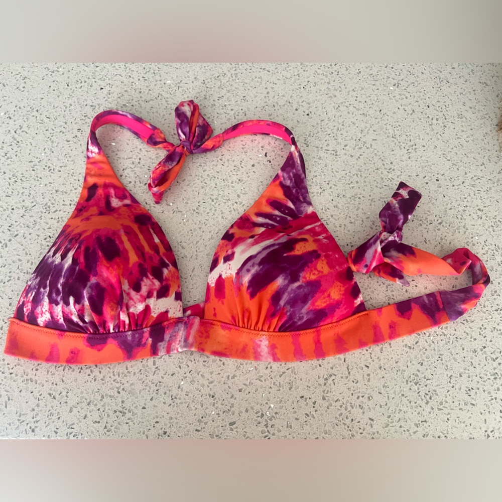 VS Victoria’s Secret Bikini Top Bathing Suit Padded Tie Dye Swim Sexy M Halter